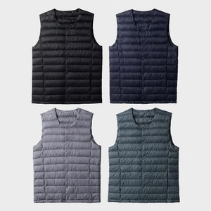 오리털 100% 남자 경량패딩 버튼 겨울 조끼 덕다운 베스트 따뜻한 U넥 4종택1 IMFFMJP173