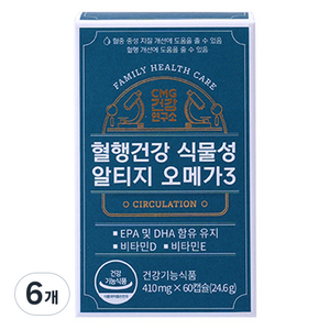 씨엠지건강연구소 혈행건강 식물성 알티지 오메가3 24.6g, 60정, 6개