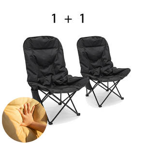 1+1 쿠션 캠핑 의자 접이식 초경량 릴렉스 체어 낚시 피크닉 편안한 앉은 자세, 검은색, 2개