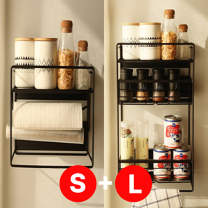 루베아 자석형 틈새 슬라이드 수납랙 무설치 수납 정리대, 1세트, 블랙