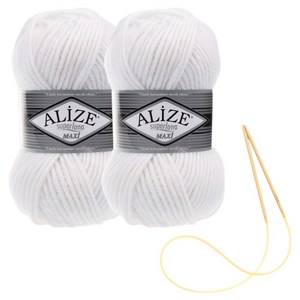 alize 슈퍼라나 뜨개실 100g 2p + 비니 뜨기 도안 + 대바늘 세트