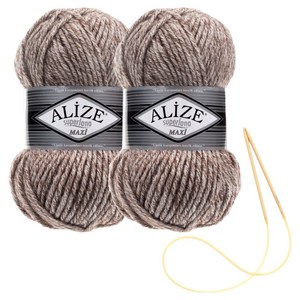 alize 슈퍼라나 뜨개실 100g 2p + 비니 뜨기 도안 + 대바늘 세트