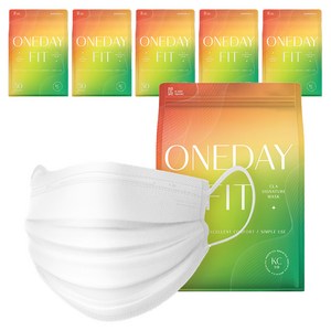 CLA 원데이핏 라이트 패키지 일회용 컬러 마스크 대형, 50개입, 6개, 화이트