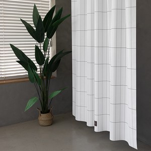 원세븐나인 패브릭 샤워커튼, 네로우그리드블랙, 1개