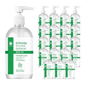 식약처인증 FDA승인 닥터그린데이 플러스 젤타입 손소독제 500ml X 20개 의약외품 에탄올 70%, 500ml, 20개
