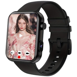 2025 스마트워치 카메라 녹음 기능, 블랙 실리콘 스트랩 시계