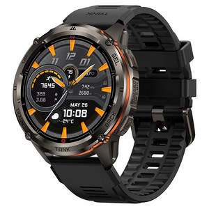 KOSPET TANK T3 Ultra 2 GPS 스마트 워치 남성용 나침반 고도계 기압계 60일 배터리 5ATM IP69K 방수 AMOLED BT 통화, Black, 3.632cm, GPS + 블루투스