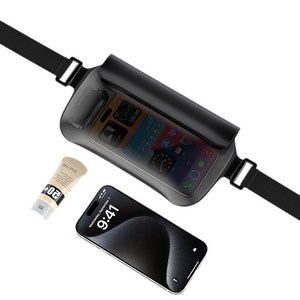 진블리스 프리미엄 투명 러닝 수영 휴대폰 방수팩, 스모그블랙