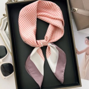 고급 체크 실크 봄가을 멀티 쁘띠 스카프