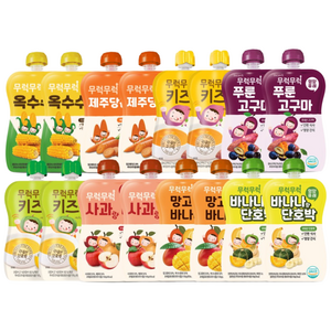 무럭무럭 키즈죽,과일퓨레 모두모아 16팩, 8종, 100g, 16개