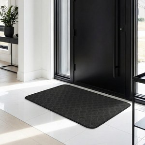 3중구조 논슬립 매트 주방 현관 욕실 다용도 미끄럼방지, 웨이브 블랙, 1개