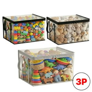비바리카 장난감 정리함 특대형 3P 투명 지퍼형 수납박스
