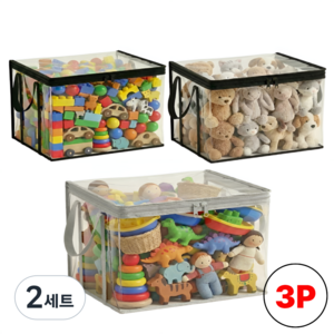 비바리카 장난감 정리함 특대형 3P 투명 지퍼형 수납박스
