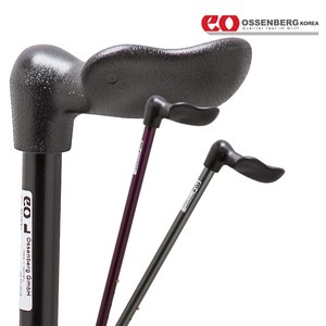 독일 오쎈버그 인체공학 손잡이 팜그립 지팡이 (의료용 647), 검정 왼손용, 1개