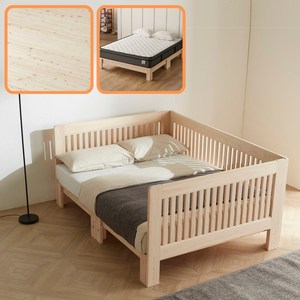 바르숲 유절 (가드3)+루나 평상형 패밀리침대 편백나무 통원목 침대 프레임 매트리스, 베이지