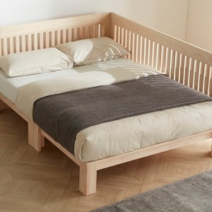 바르숲 고급무절 (가드2) 편백나무 패밀리 침대 프레임 통원목 평상형 가드 침대, 베이지