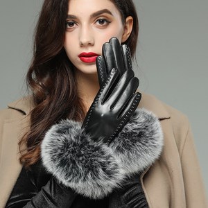 ESNOVA 여자 양가죽 여우털 터치장갑