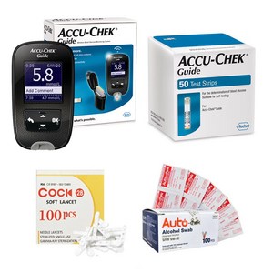 로슈 아큐첵 가이드 측정기 세트 (측정기1개+검사지50개+란셋100개+알콜솜100개), 1개