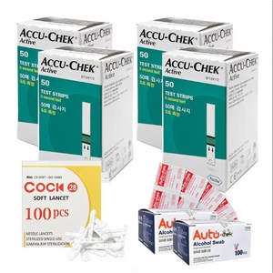 로슈 아큐첵 액티브 혈당시험지 200개입 + 란셋 200개 + 알콜솜 200개 세트, 200개입, 1세트