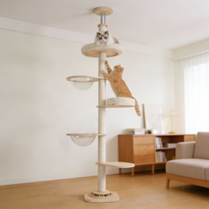 MILA&LOUIS 대형 원목 냥이 놀이터 고양이 집사 장난감 캣폴 다기능 고양이 캣타워 클라이밍 놀이터 (우주 매트+깃털장난감 증정), TTX-02, 1개