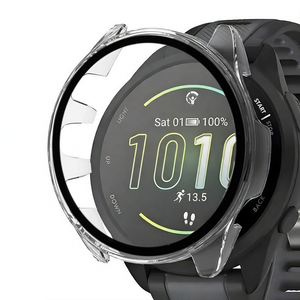 가민 포러너 165 호환 강화유리 풀커버 일체형 하드 스마트워치 케이스, 1개, 투명