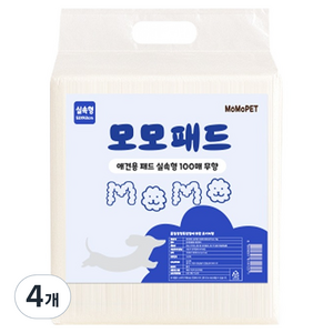 모모 강아지 실속형 배변패드 무향, 4개, 100개입