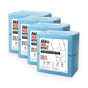 [3kg미만 전용] 아꾸 강아지 배변패드 절약형 제로라이트 4팩 묶음