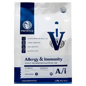 프리벳코 A/i 알러지&면역 가수분해 연어 강아지 피부 눈물 처방식 소프트 사료, 3kg, 4개, 피부/피모+알러지