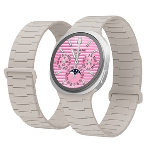 캘릭스 갤럭시워치 호환 실리콘 버클링 마그네틱 스트랩 밴드 시계줄, 베이지, 1개