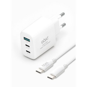 GOAT 고트 GaN 65W PD PPS 초고속 멀티 3포트 충전기 (초고속 C타입 케이블 포함)