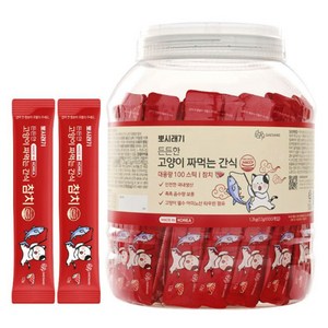 뽀시래기 든든한 고양이 짜먹는 간식 스틱 대용량, 참치, 12g, 200개