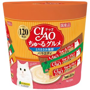 챠오츄르 구루메 고양이 간식 120p, 혼합맛(닭가슴살/해산물), 1.68kg, 14ml, 1개