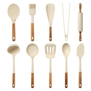 트루쿡 이탈리아산 올리브 프리미엄 실리콘 조리도구 10종세트, 1세트, 베이지, 올리브 조리도구 10종
