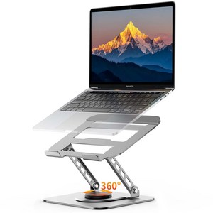 세미 360도 회전 노트북 거치대 높이 조절 각도 조절 미끄럼 방지 탄소강 접이식 컴퓨터 거치대 휴대용 노트북 스탠드, 은색