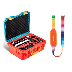 닌텐도스위치 일반 OLED겸용 하드케이스 레트로 감성 캐리어 수납 보관가방 데바소, 단일상품, 블루오렌지(+어깨스트랩), 1개