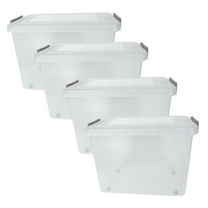 스페이스에디터 투명베이직 리빙박스 40L, 샌드베이지, 4개