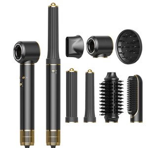 RichMagic 7in1 올인원 멀티 헤어 스타일러 BLDC 음이온 고속 드라이기 12가지 모드 가정용 자동 고데기 & 스트레이트너, 회검정색, 단일상품