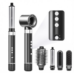 RichMagic 6in1 에어랩 다기능 스타일러 BLDC모터 초고속 헤어드라이기 초경량 가정용 고데기 스트레이트 브러시 라운드 브러시 가성비, 스페이스 그레이, 1세트