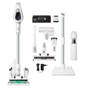 비브르 최신형 무선 청소기 흡입력 좋은 거치대 +물걸레+침구브러쉬 포함, 화이트, V17