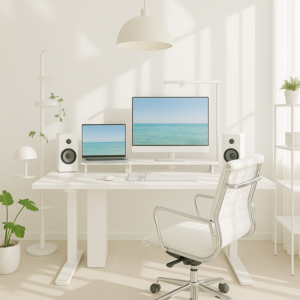 딥워크 전동 모션데스크 컴퓨터 높낮이조절 책상 스탠딩 1000 1200 1400 1600, 화이트