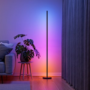 나노리프 플로어 램프 스마트 조명 장스탠드 LED 스탠드 거실등 무드등 뮤직반응 앱조정 감성 네온 게이밍조명, 블랙