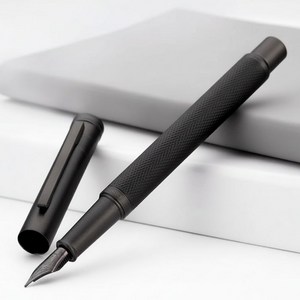 미누즈 고급 메탈 만년필 선물용 입문용, 블랙, EF