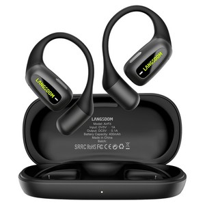 랭스돔 오픈형 에어핏 블루투스 공기전도 무선 이어폰, 블랙, TS15