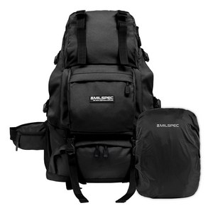 밀스펙 남녀공용 여행용 백팩 배낭 기내용 데일리, 블랙 (트래블) + 레인커버, 1개