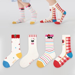 슈가앤 주니어 아동용 NH긴목 양말 4켤레 양말세트 유아 아동 초등 양말