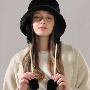 부드러운모자 예쁜 귀달이 버킷햇 여행모자 털모자 방한모자 모자버킷햇일체형