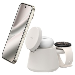 벨킨 울트라차지 3in1 Qi2 25W 모듈형 초고속 무선 충전 독 WIZ052krSA, 샌드, 1개