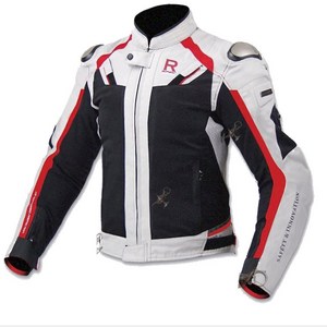 바이크 레이싱 자켓 사계절용 남녀공용 오토바이 보호구 라이딩슈트 라이딩 자켓, 화이트레드라인