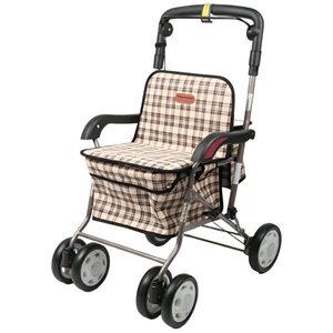 진산메디칼 다용도 노인 보행 보조차 브라운체크