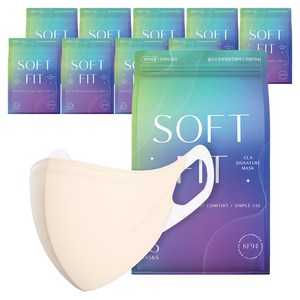 CLA 소프트핏 라이트 보건용 귀편한 컬러 새부리형 중형 마스크 KF94, 25개입, 10개, 스킨베이지